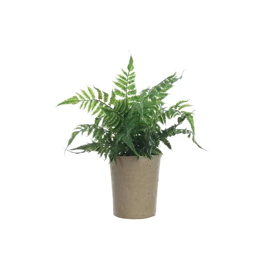 faux fern potted plant Faux Fern in Paper Pot