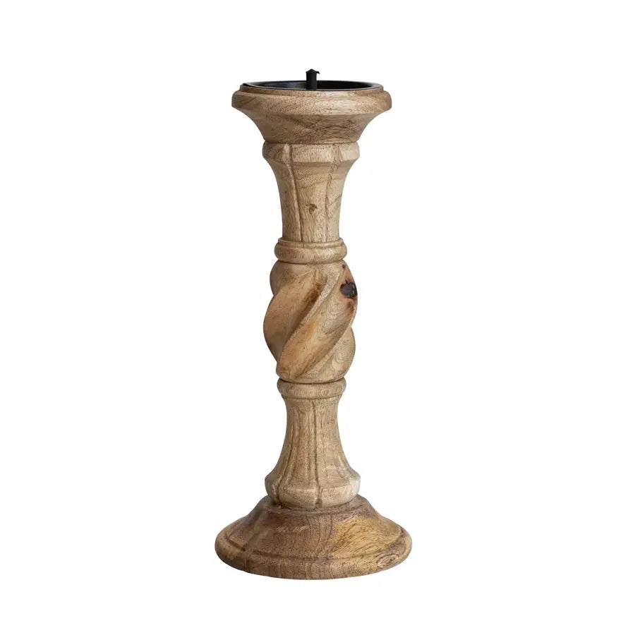 thumbnail image 2 of Amogh Hand-Carved Mango Wood & Jute Floor Lamp 2 of 14