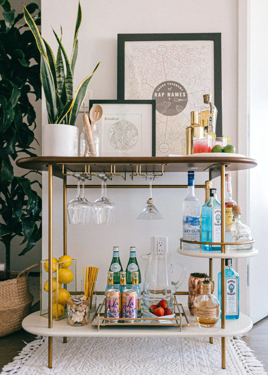 bar cart or cabinet