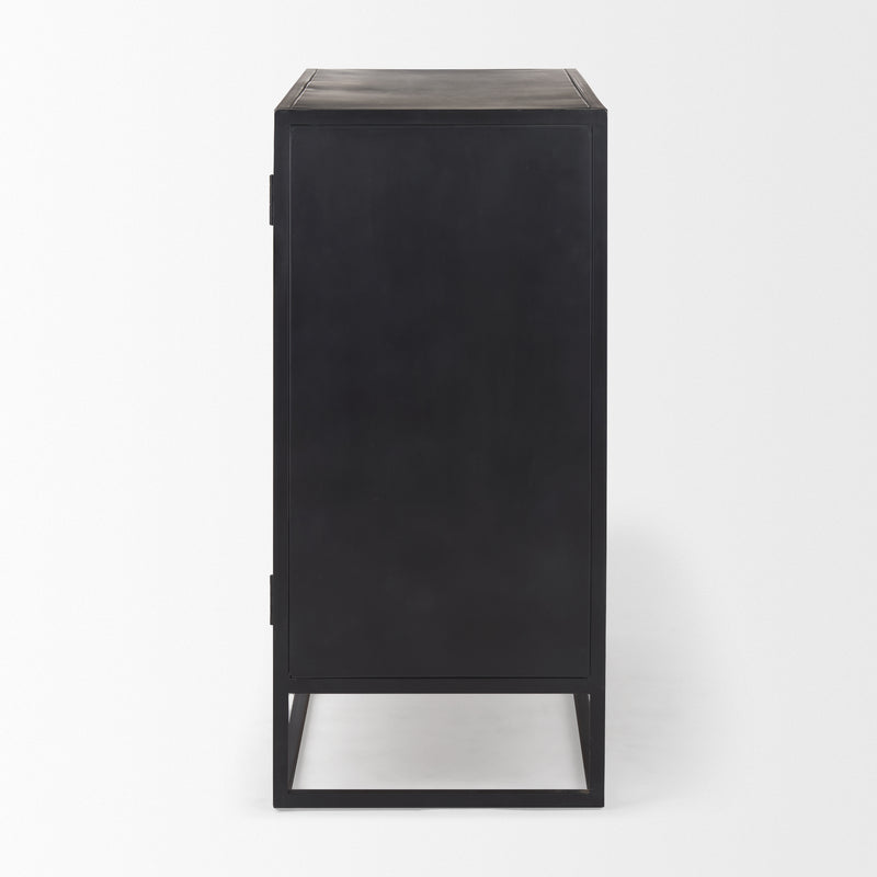 Sloan Black Wood with Metal Frame Accent Cabinet