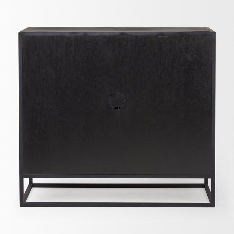 Sloan Black Wood with Metal Frame Accent Cabinet