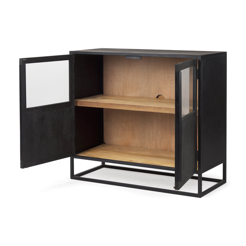 Sloan Black Wood with Metal Frame Accent Cabinet