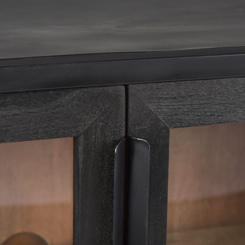 Sloan Black Wood with Metal Frame Accent Cabinet