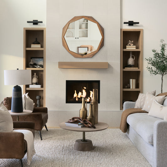 Aramis Octagon Wood Frame Wall Mirror