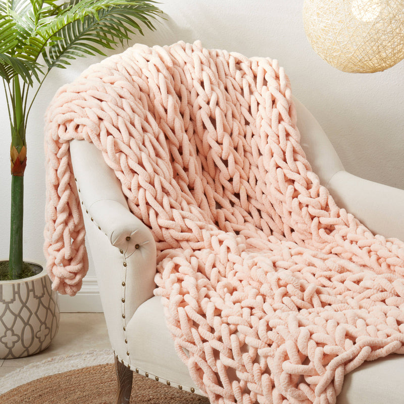 Textured Chunky Knit Cozy Throw: Natural / 50"x60"
