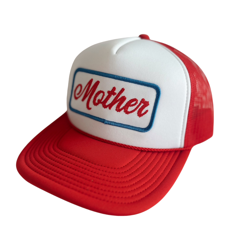 Mother Patch Trucker Hat: Red/White