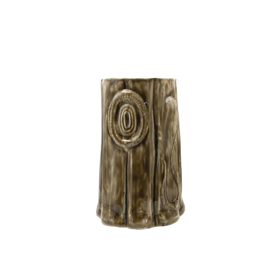 11" Round x 16"H Enameled Metal Log Shaped Table/Stool, Brown