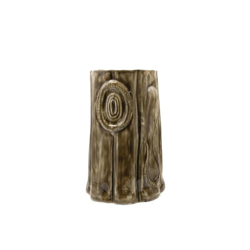 11" Round x 16"H Enameled Metal Log Shaped Table/Stool, Brown