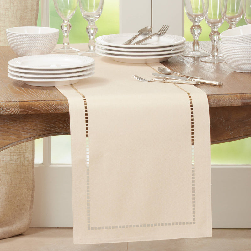 Laser-Cut Hemstitch Runner: Red / 14"x72"