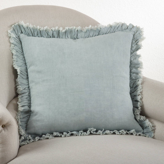 Ruffled Design Pillow - Down Filled: Natural / Down Insert / 24"