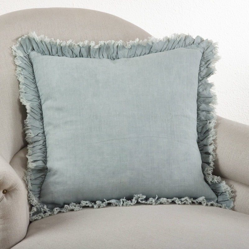 Ruffled Design Pillow - Down Filled: Natural / Down Insert / 24"