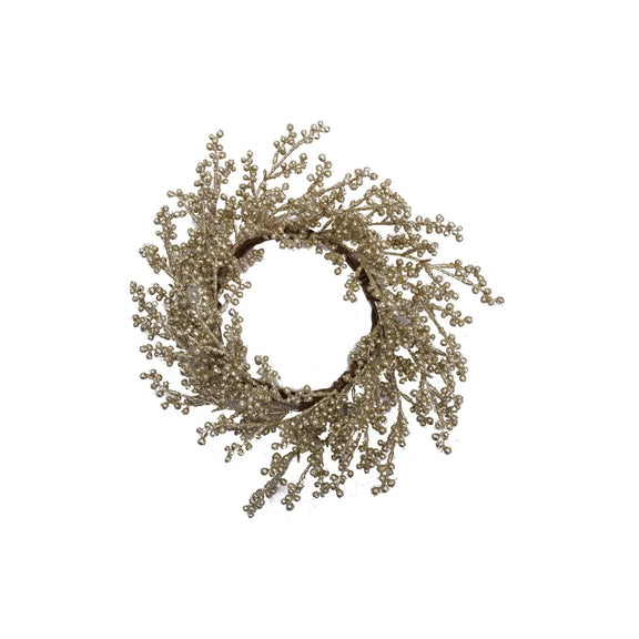 16" Round Faux Berry Wreath, Antique Silver Finish