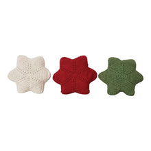 16"L x 16"W Cotton Crocheted Snowflake Shaped Pillow, 3 Colors