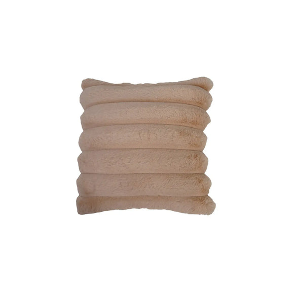 18" Square Faux Fur Pillow with Channel Stitch & Velvet Back
