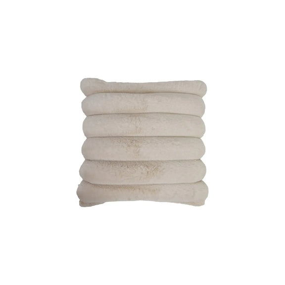 18" Square Faux Fur Pillow with Channel Stitch & Velvet Back
