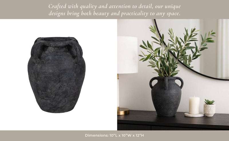Black Pottery Amphora Multi-Handle Jug