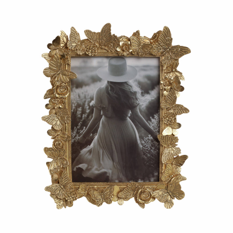Gold Polyresin Butterfly in Bloom  5x7 Frame