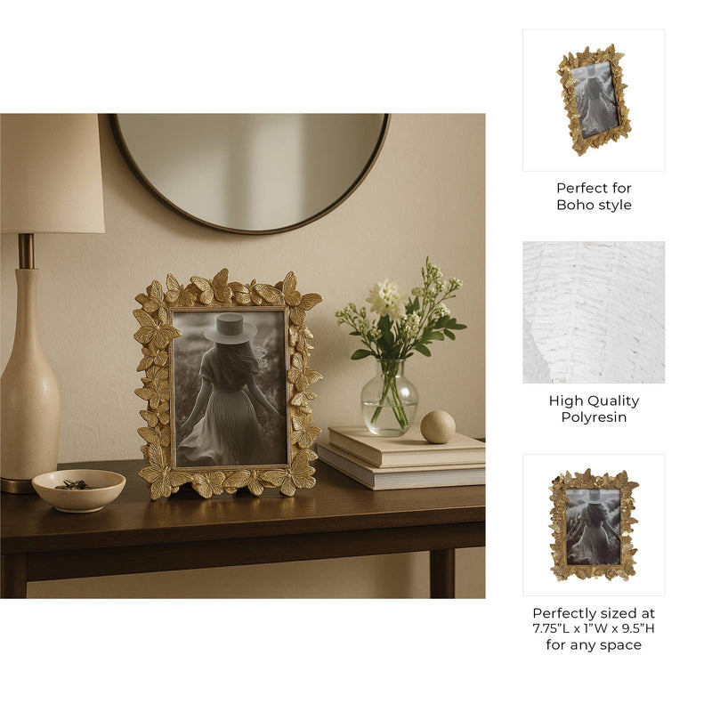 Gold Polyresin Butterfly in Bloom  5x7 Frame