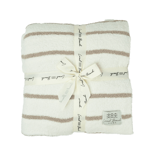 Striped Luxe Home Blanket: Black/Cream
