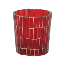 2-3/4" Round x 2-3/4"H Glass Mosaic Tealight/Votive Holder, Red