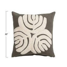 20" Cotton Slub Pillow w/ Embroidery & Abstract Design, Down Fill Bloomingville