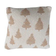 20" Square Cotton Knit Pillow with Trees & Metallic Gold Thread