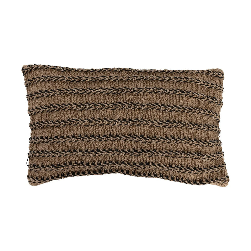 20" x 12" H&-Woven Jute & Cotton Macrame Lumbar Pillow