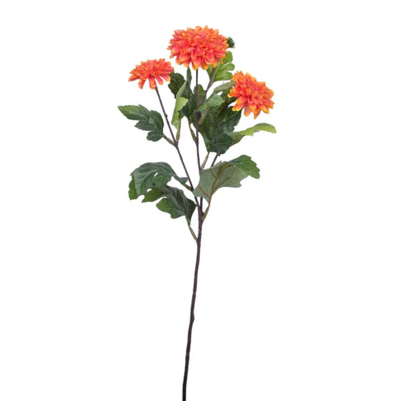 21" Orange Mini Mum Spray Replica Plants and Decor