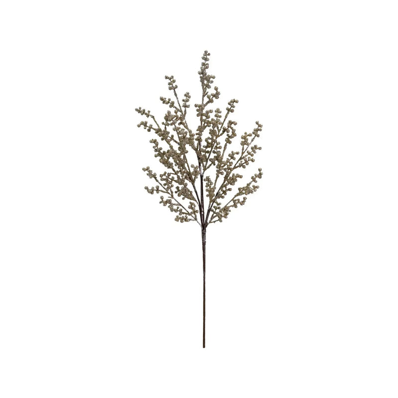26"H Faux Berry Stem, Antique Silver Finish