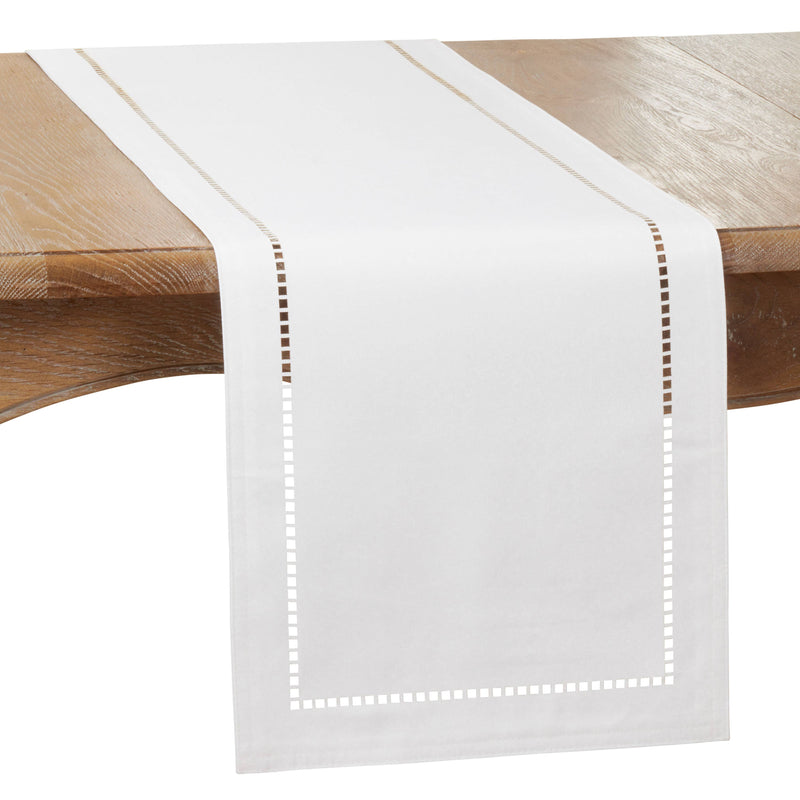 Laser-Cut Hemstitch Runner: Red / 14"x72"