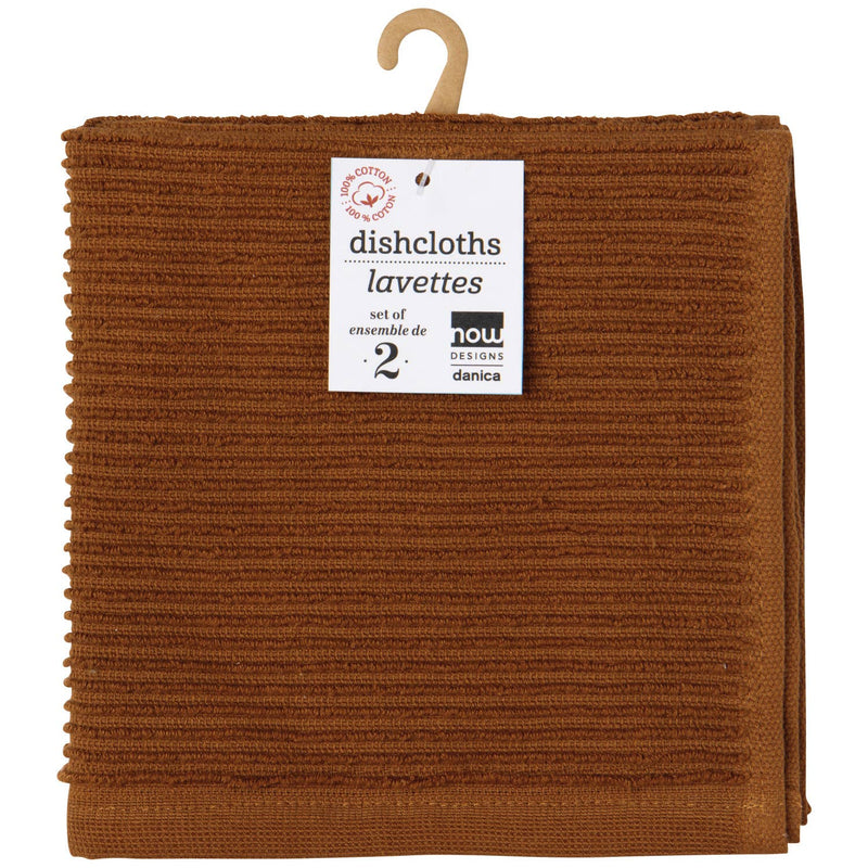 Chestnut Brown Ripple Dishcloths Set of 2