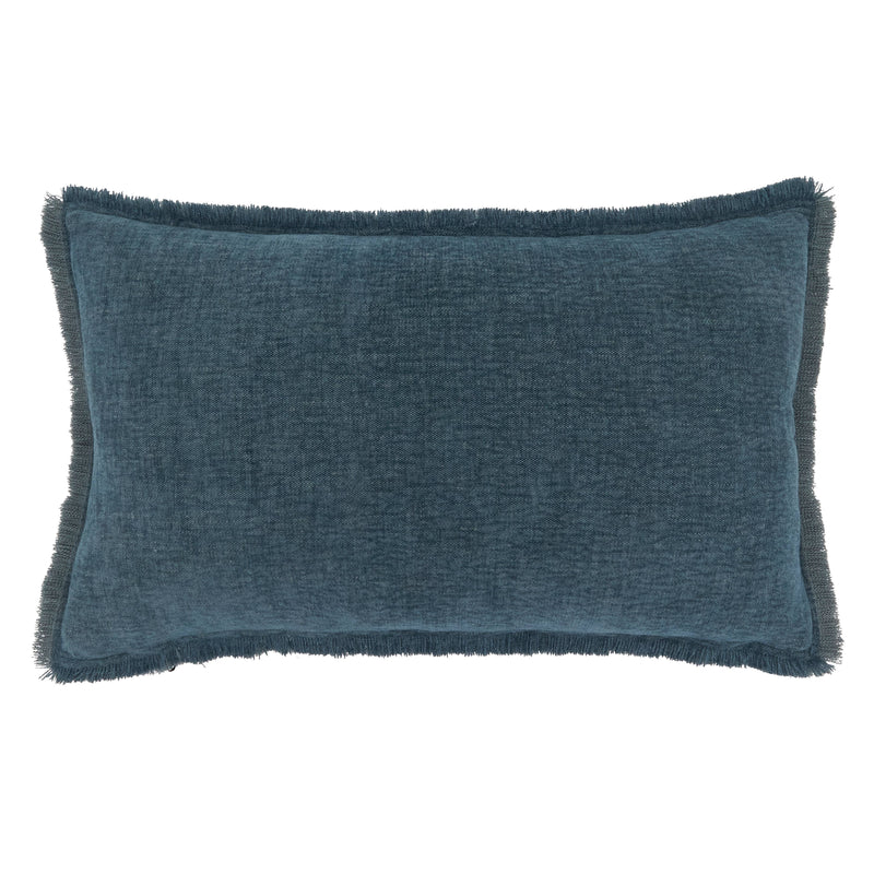 Fringe Edge Throw Pillow: Green / Down Filled / 12"x20"