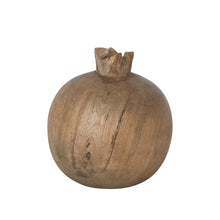 3-1/2" Round x 4"H Hand-Carved Mango Wood Pomegranate, Natural