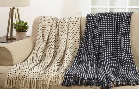 Cross Thread Throw: Black / 50"x60"