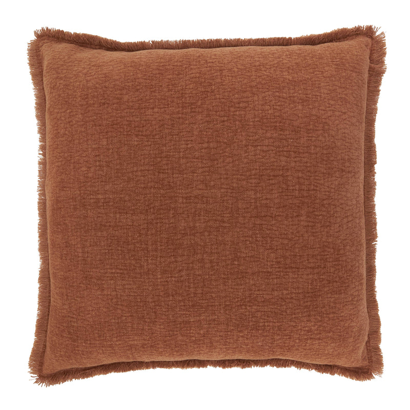 Fringe Edge Throw Pillow: Green / Down Filled / 20"x20"