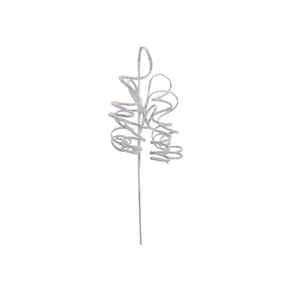 35"H Plastic Swirl Stem with Glitter, White