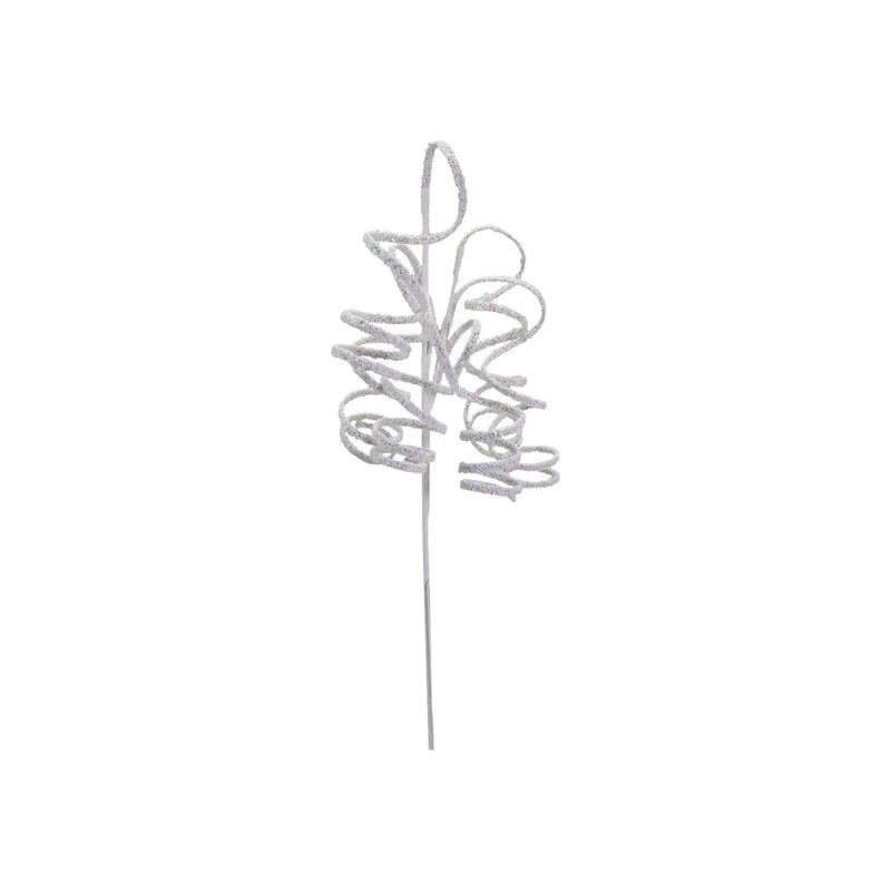 35"H Plastic Swirl Stem with Glitter, White