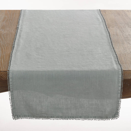 Pompom Design Runner: Black / 16"x72"