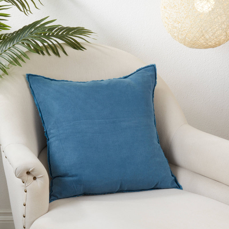 Fringed Linen Pillow – Down Filled: Ivory / 20"
