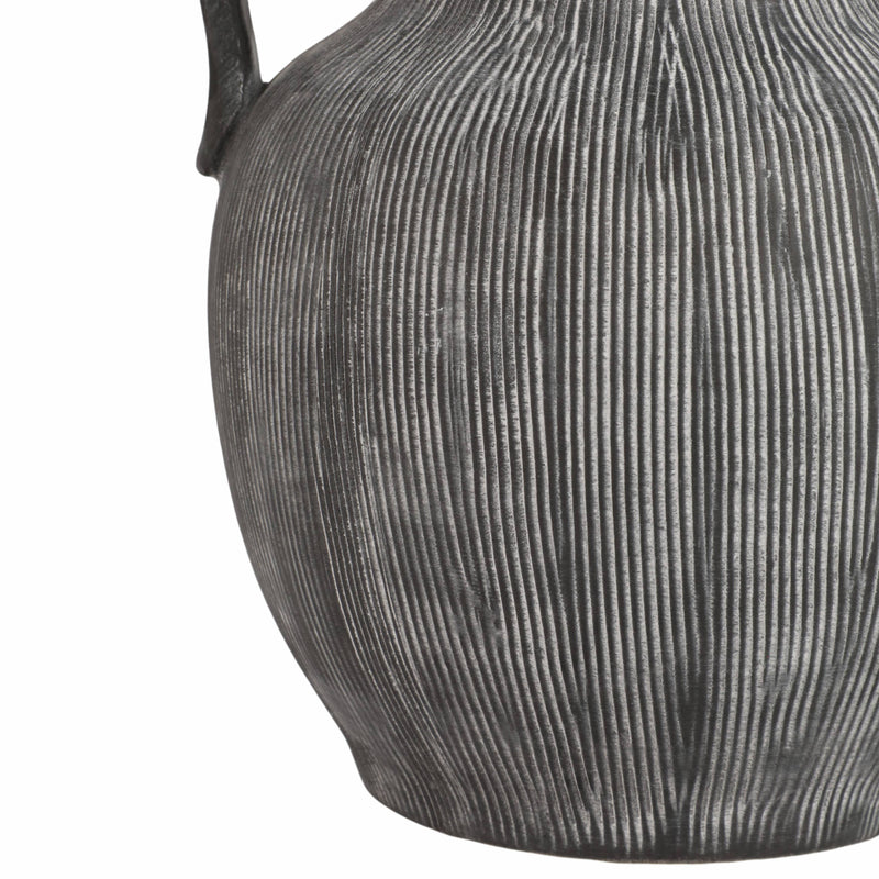 Black Ceramic Ribbed Weathered Handle