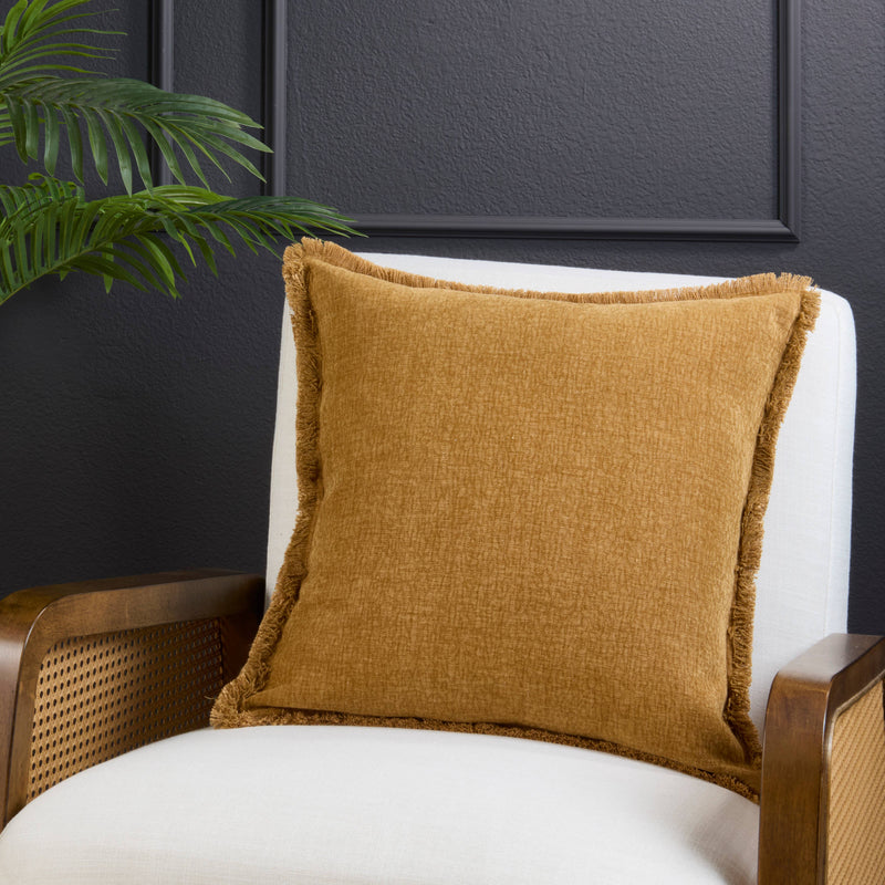 Fringe Edge Throw Pillow: Blue / Down Filled / 20"x20"