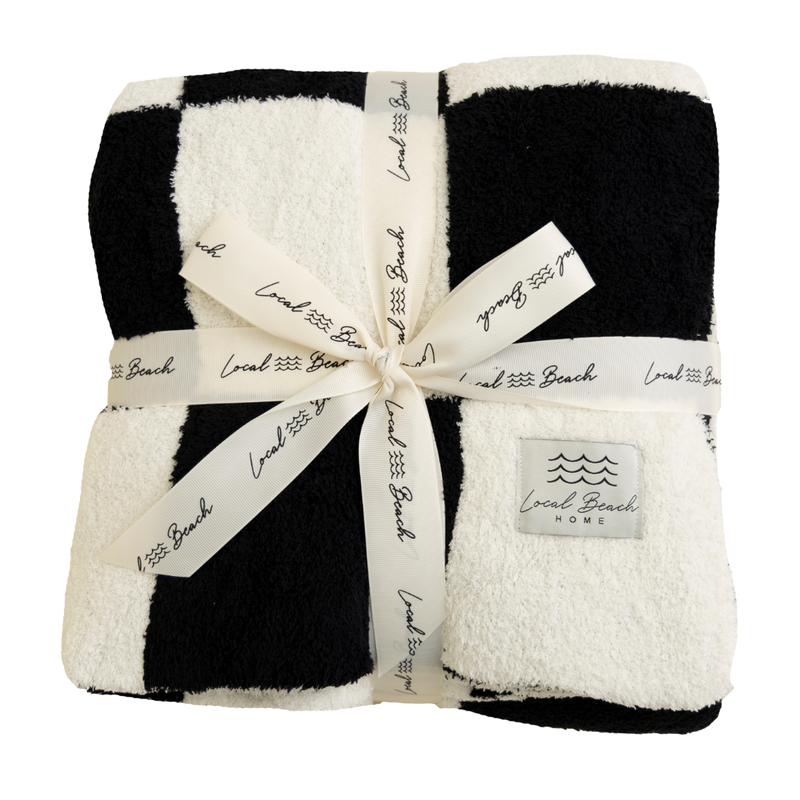 Checker Luxe Home Blanket: Sand/Cream