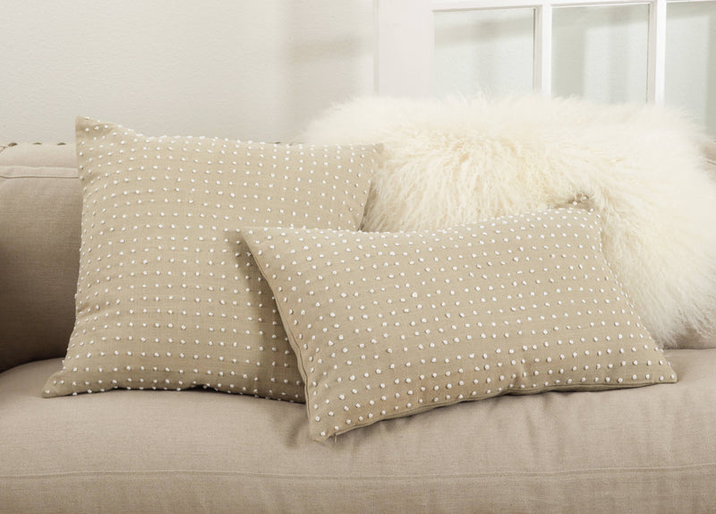 French Knot Design Pillow - Down Filled: Natural / Down Insert / 20"