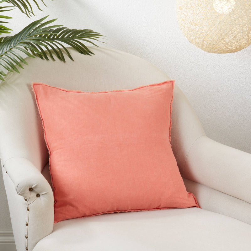 Fringed Linen Pillow – Down Filled: Ivory / 20"