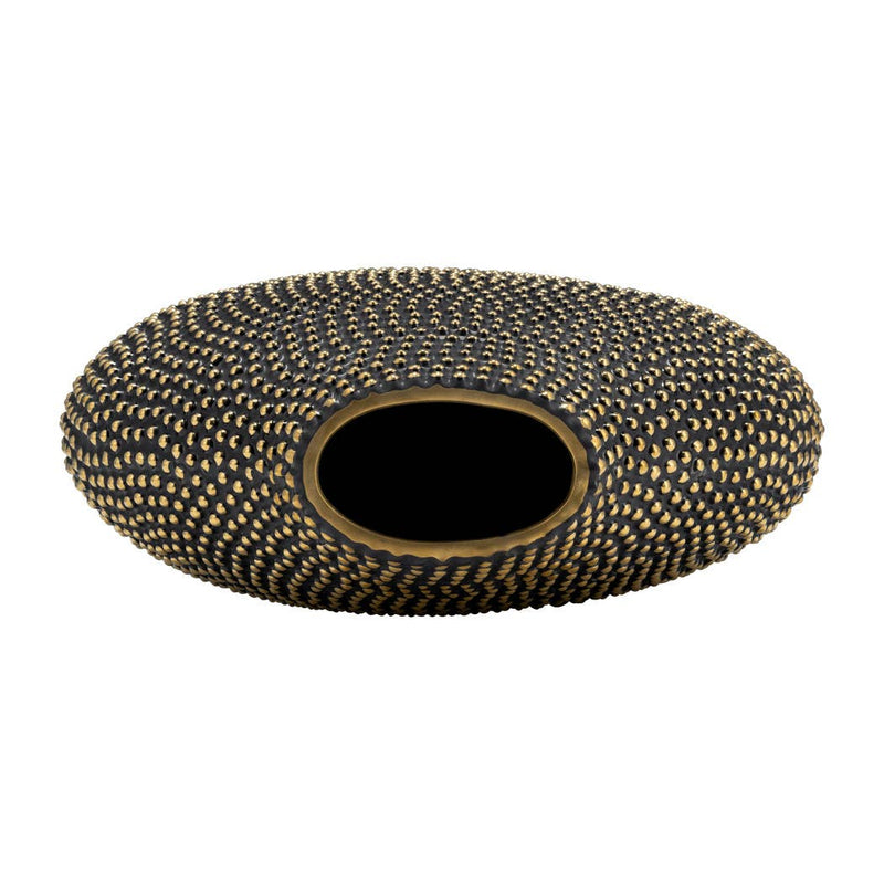 Black Ceramic Beaded Round Flower