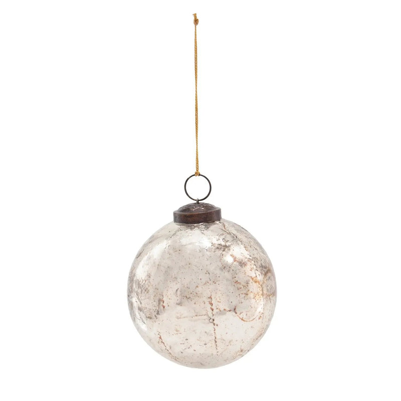 4" Round Mercury Glass Ball Ornament, Antique Copper Finish