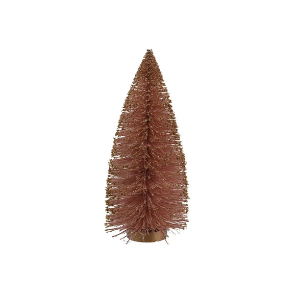 4" Round x 9"H Sisal Bottle Brush Tree with Glitter, Pink