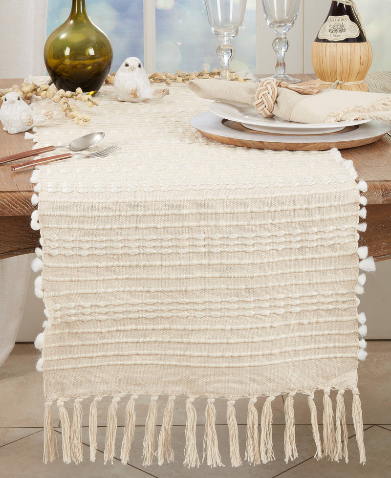 Woven Wonder Stripe Table Runner: Natural / 16"x72"