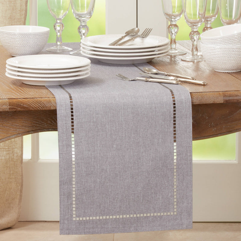 Laser-Cut Hemstitch Runner: Red / 14"x72"