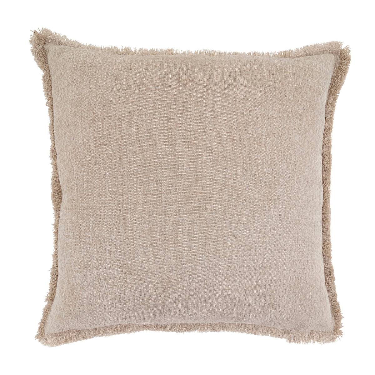 Fringe Edge Throw Pillow: Natural / Down Filled / 20"x20"
